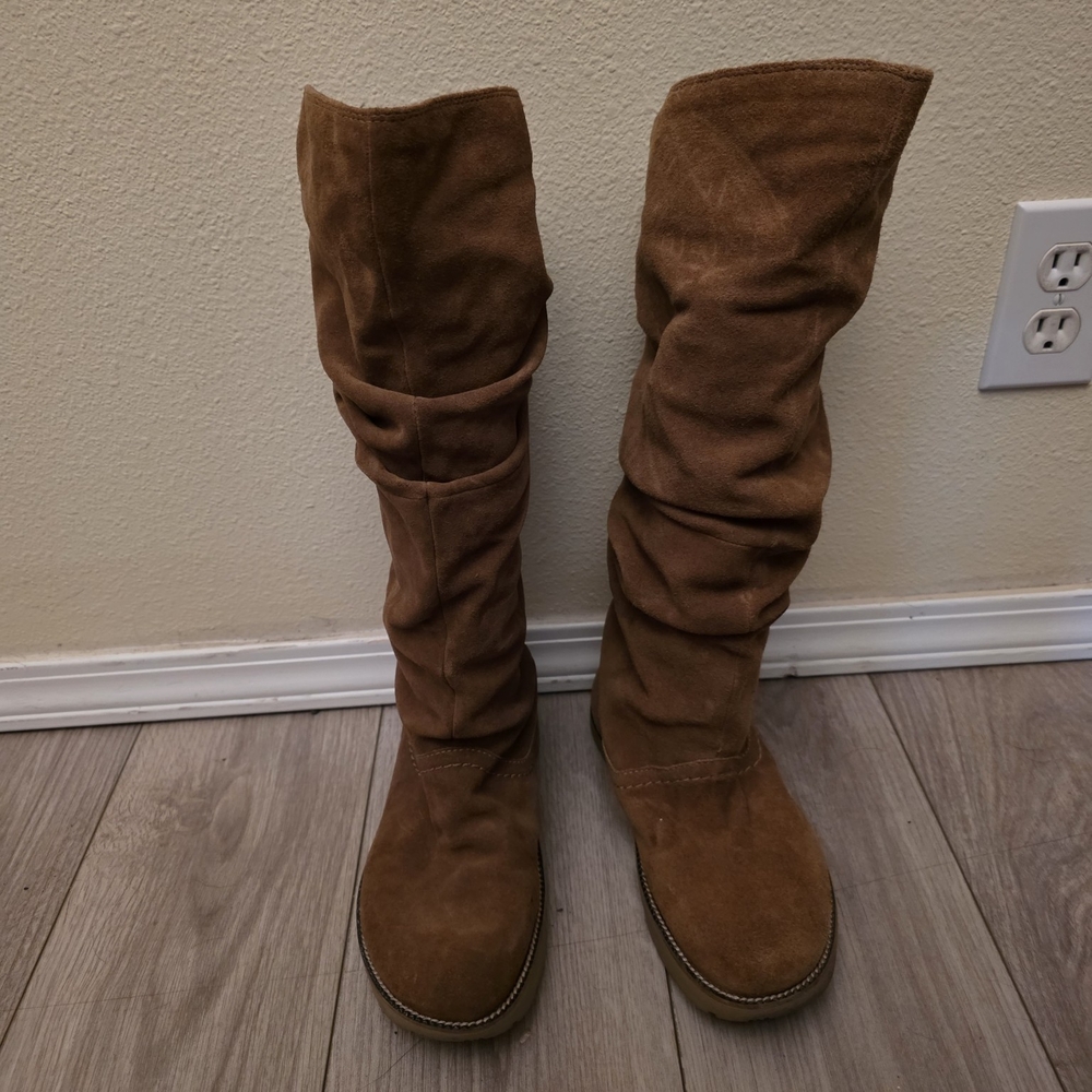 Slouchy Suede Mid-Calf Boots